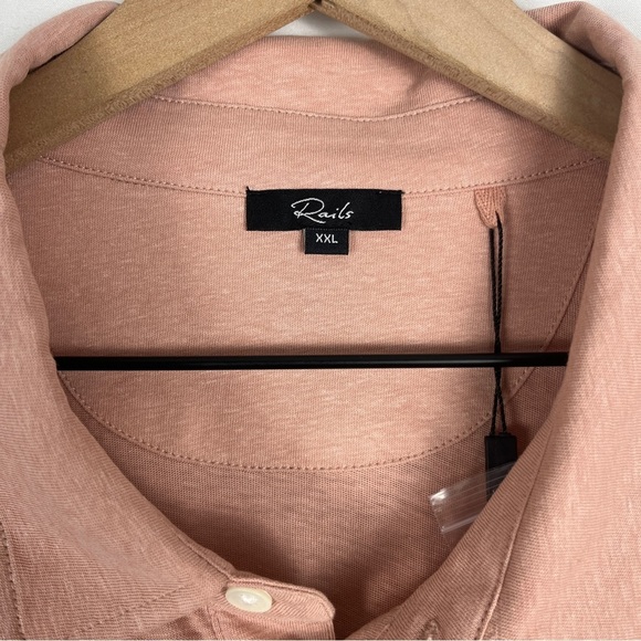 NWT RAILS Men's Levant Flamingo Short Sleeve Pink Polo Shirt XXL Hemp/Org Cotton - Picture 5 of 14